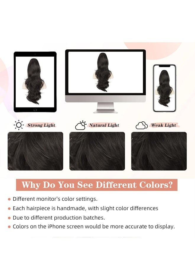 وصلة شعر ذيل حصان برباط للنساء، وصلات شعر طويلة مموجة للاستخدام اليومي (أسود) - Image 2