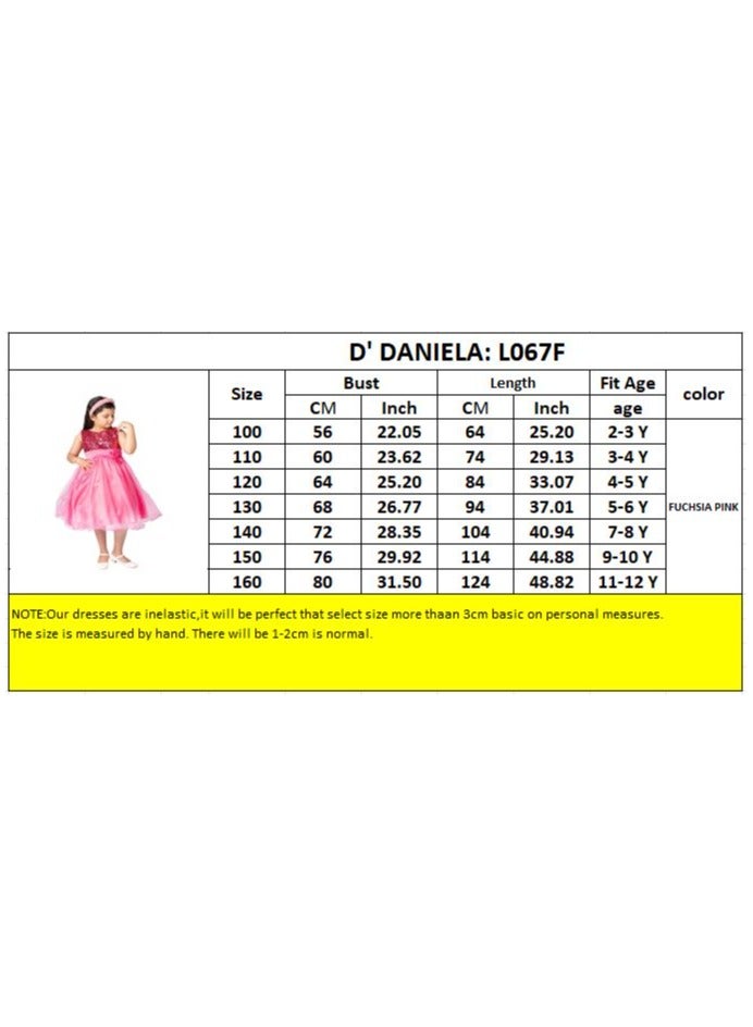 D'Daniela Sparkly Sequins and Flower Dress Fuchsia - Image 4