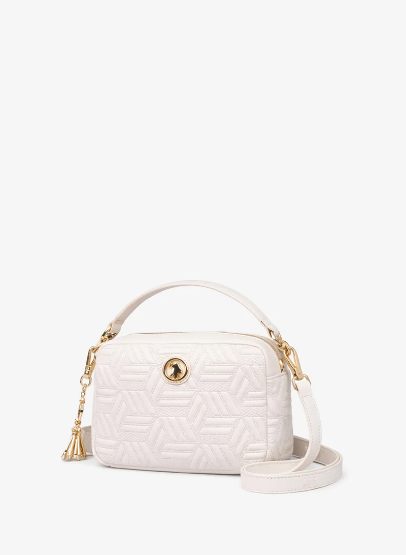U.S. Polo Assn. Women's Crossbody Bag, Ladies Shoulder Bag Handbag for Ladies Travel Bag for Girls Cream
