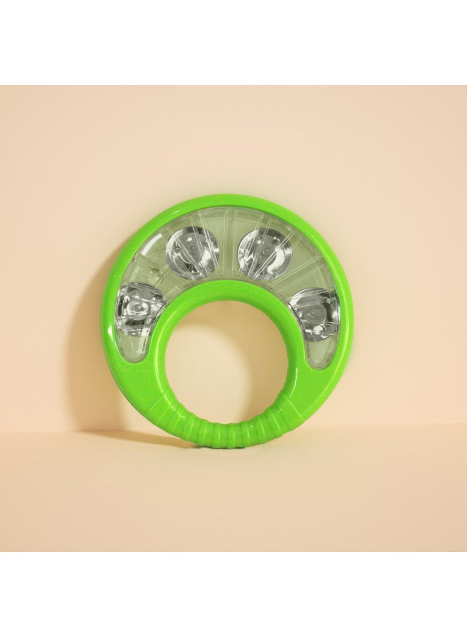 Children's Rattle Hand-held Bell Ring Kindergarten Teacher Special Hand-cranked Bell Drum Ring Musical Instrument Sand Hammer Hand Drum For Class-Color:Green  - Image 1