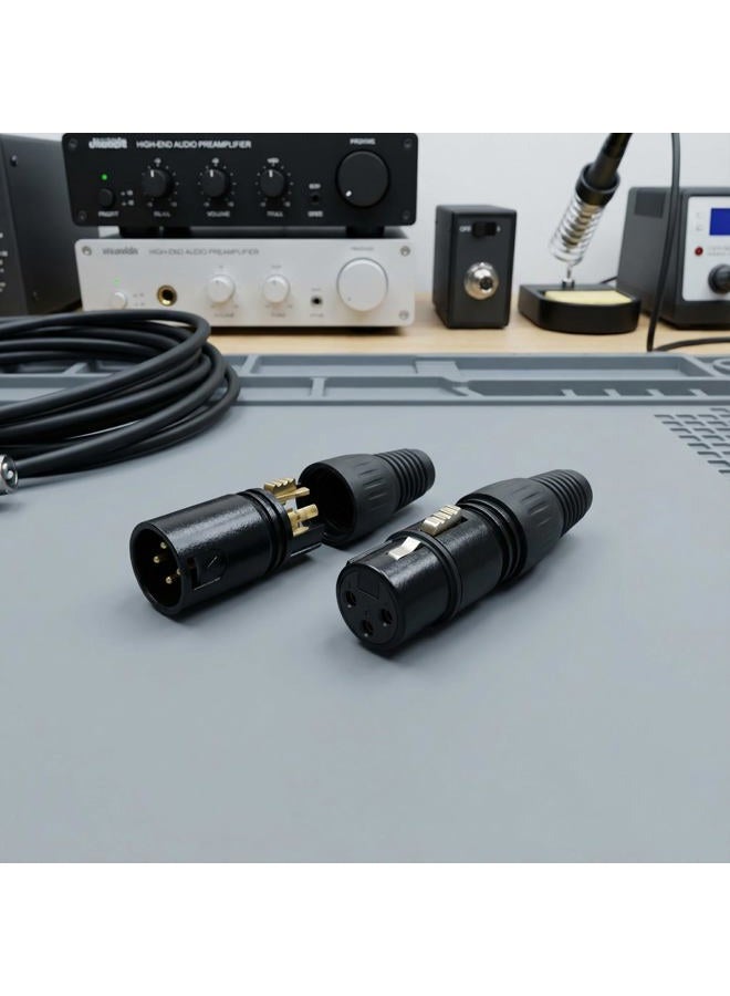 Gchee 10 Pairs DMX XLR 3 Pin Male/Female Audio Mic Snake Plug Audio Microphone Cable Connector, Black Housing - Image 4