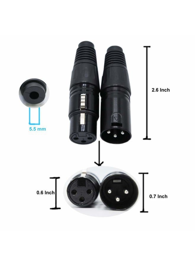 Gchee 10 Pairs DMX XLR 3 Pin Male/Female Audio Mic Snake Plug Audio Microphone Cable Connector, Black Housing - Image 3