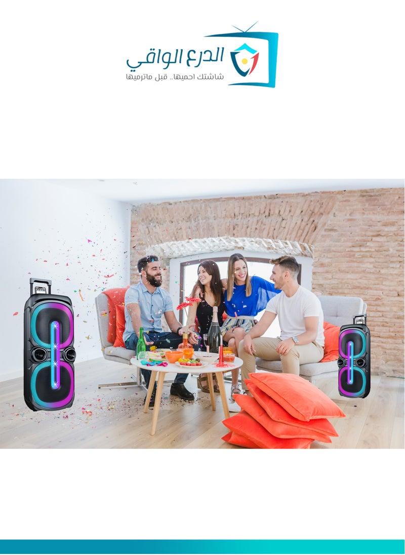 AL DARRA  AL WAQI - Portable Speaker with Wireless Microphone and Remote Control SG-G2030 - 45000W PMPO Bluetooth Multimedia Sound System, 10000mAh Battery, Hi Bass Speaker, LED DJ Party Lights, FM/USB/TF/BT/TWS Support - Image 1