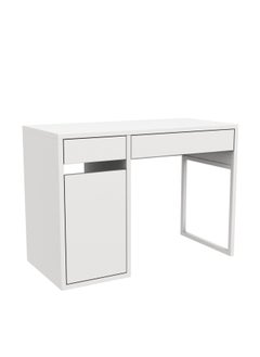 RIGID Wooden Workstation Desk with Two Drawers & File Cabinet White 75x105x50cm  - Image 4
