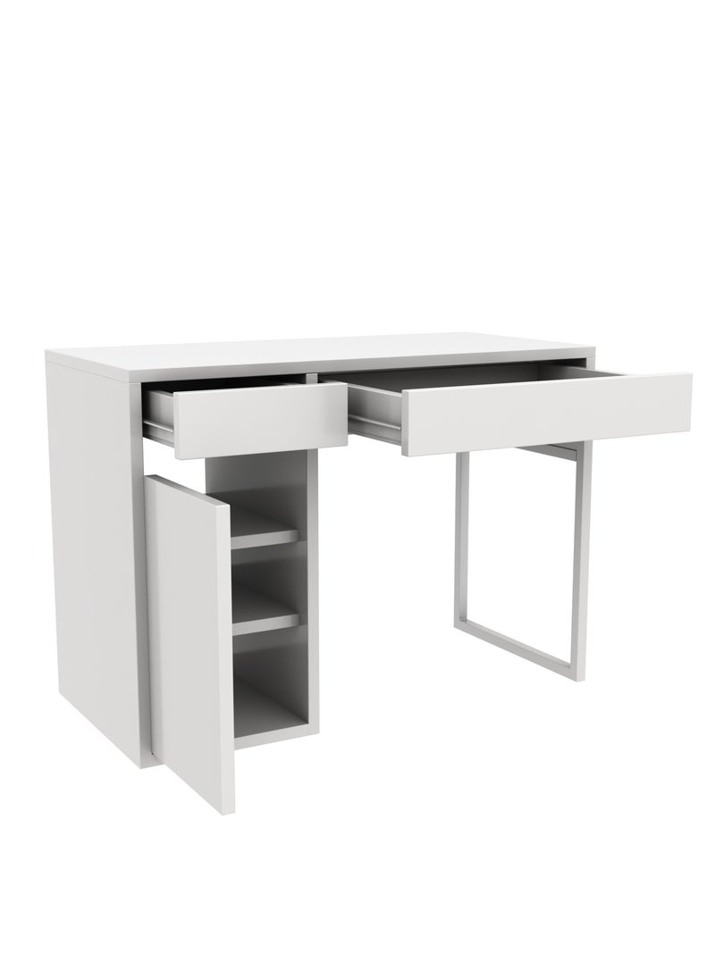RIGID - Wooden Workstation Desk with Two Drawers & File Cabinet White 75x105x50cm - Image 1