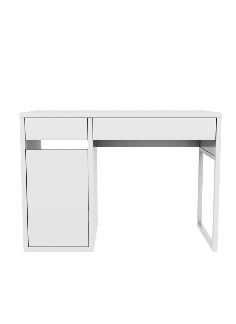RIGID - Wooden Workstation Desk with Two Drawers & File Cabinet White 75x105x50cm - Image 1