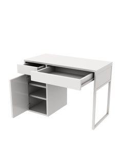 RIGID Wooden Workstation Desk with Two Drawers & File Cabinet White 75x105x50cm  - Image 5