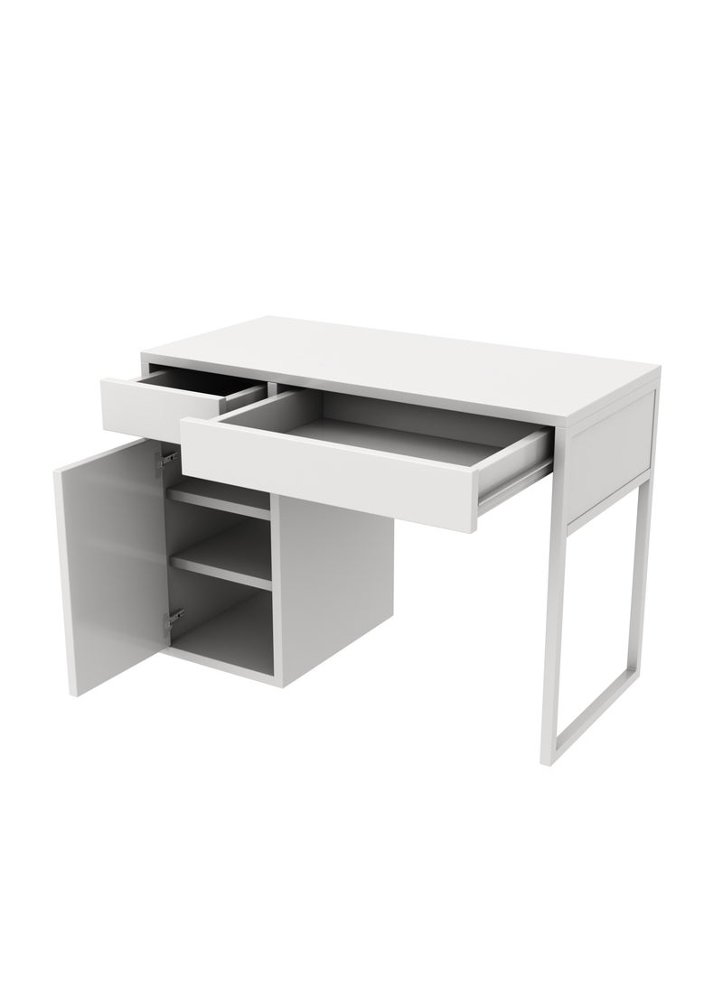 RIGID - Wooden Workstation Desk with Two Drawers & File Cabinet White 75x105x50cm - Image 1