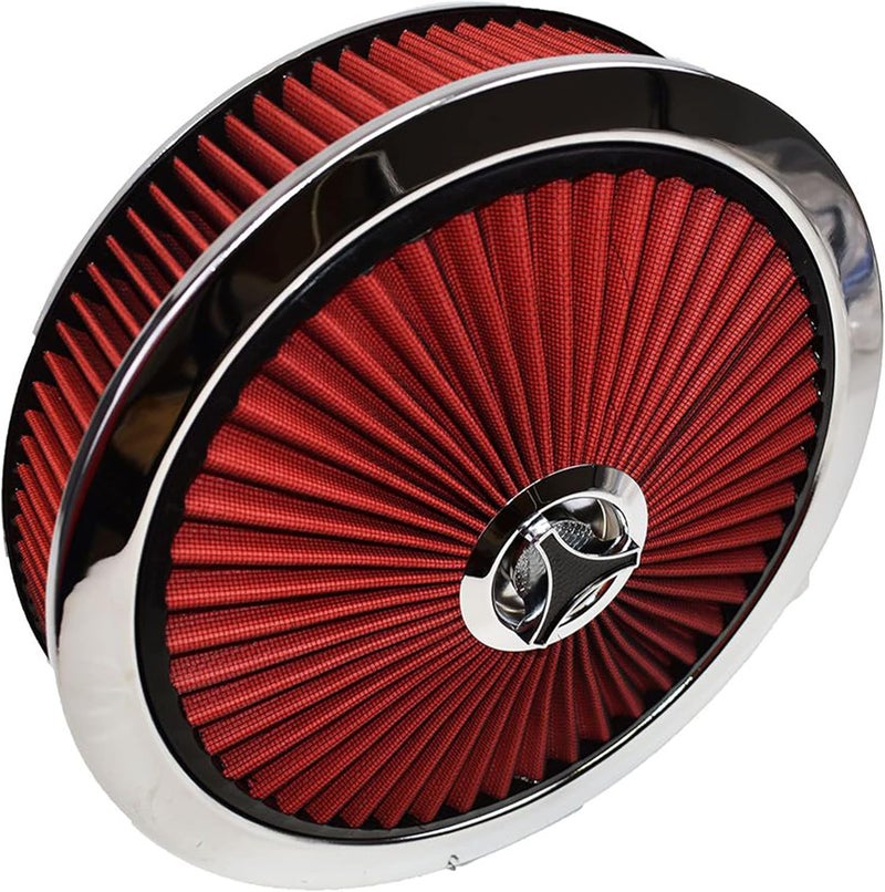 A-Team Performance High Flow Replacement Air Cleaner Assembly with Flow-Thru Lid - 14"x3" Red - Image 2