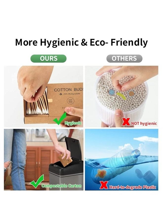 eyxformula Bamboo Cotton Swabs 400 Count - Vegan Cotton Buds - Natural Wooden Ear Sticks With Double Tipped - Organic Cotton Swabs For Ear Wax Removal  - Image 5