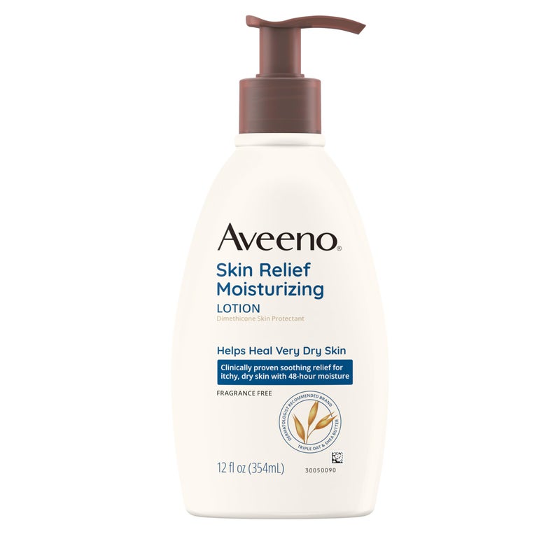 Aveeno Skin Relief Moisturizing Lotion for Very Dry, Itchy Skin with Soothing Triple Oat & Shea Butter Formula, Fragrance Free, 12 Fl. Oz - Image 1