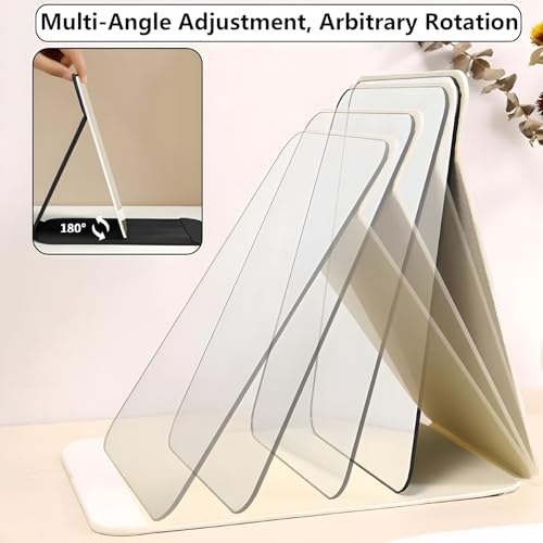 ONICORN Folding Makeup Mirror - Portable Small Size PU Leather Travel Mirror, Exquisite HD Round Edge Corner Glass, Adjustable Angle Vanity Mirror with Stand (White Pack of 1) - Image 4