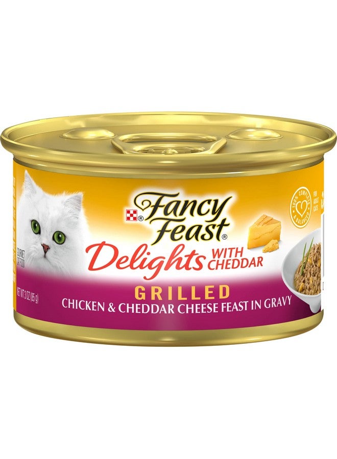 PURINA Fancy Feast Delights Canned Wet Cat Food, Grilled Chicken & Cheddar Cheese Feast in Gravy, Gourmet Cat Food for Adult Cats, 3-Ounce Cans (Pack of 12) - Image 2