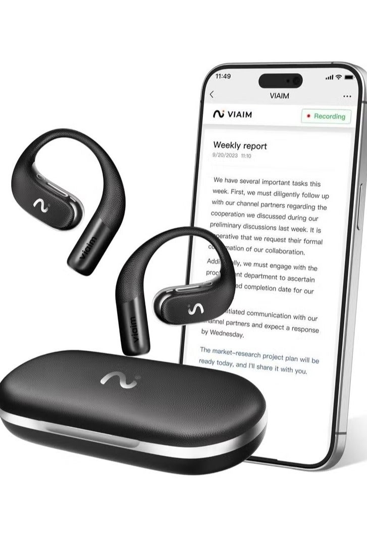 Viaim سماعات أذن VIAIM OpenNote اللاسلكية الذكية مع النسخ المباشر | أسود - Image 1