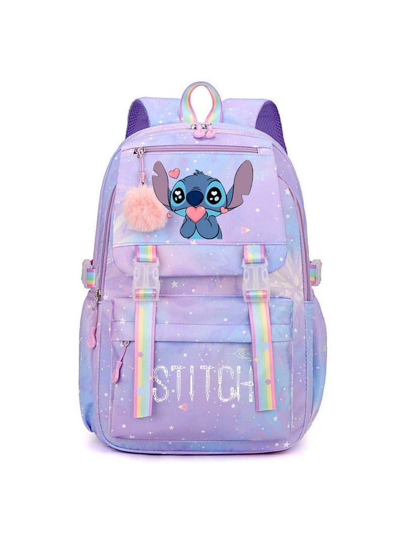 Stitch Student Backpack Large Capacity Backpack for Primary and Secondary School Students Cartoon Print Backpack 30*44*22CM