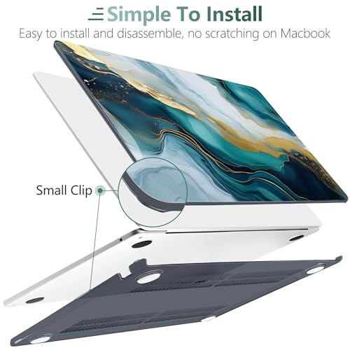 TWOLSKOO for MacBook Air 15 inch Case 2025 2024 2023 Release M4 A3241 M3 A3114 M2 A2941, Plastic Hard Shell & Screen Protector & Keyboard Cover & Type C Adapter, Graphite Marble - Image 3