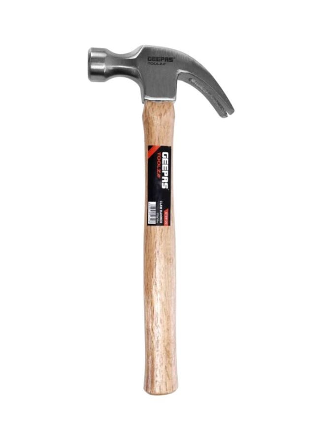 GEEPAS Claw Hammer With Wooden Handle Beige/Silver 570grams - Image 1
