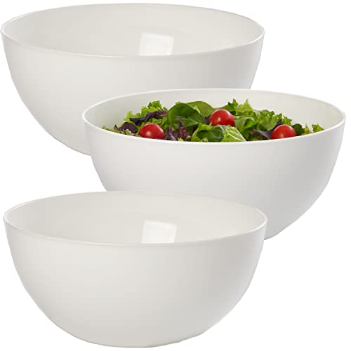 US Acrylic Vista White Plastic Salad and Serving 10-inch Bowls | set of 3 | Reusable, BPA-free, Made in the USA | 135 oz. capacity - Image 1