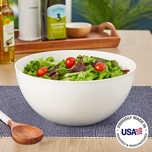 US Acrylic Vista White Plastic Salad and Serving 10-inch Bowls | set of 3 | Reusable, BPA-free, Made in the USA | 135 oz. capacity - Image 2