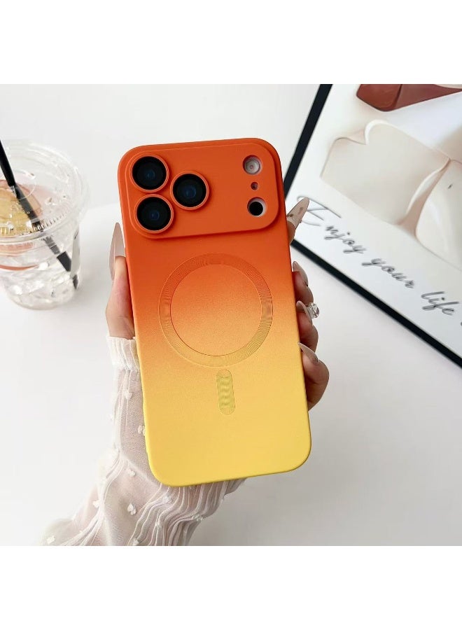 HYH Gradient Liquid Silicone MagSafe Case for iPhone 17 Pro Max, Built-in Lens Protector Film, Magnetic Adsorption Shockproof Phone Cover with Camera Protection - Image 1