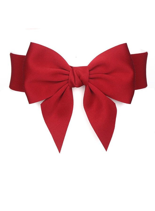 ANNULOYA Women's Vintage Bowknot Wide Elastic Stretchy Cinch Belt for Dresses Big Corset Waistband, Red 02, Suit Waist Size:23-38" - Image 1