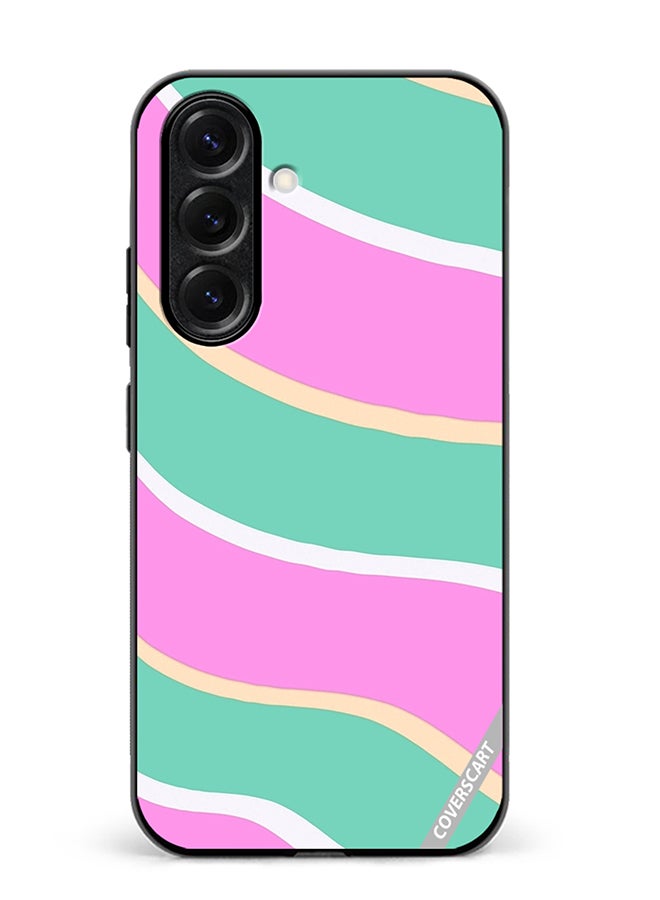 VR CREATIVE Protective Case Cover For Samsung Galaxy A56 Diagonal Groovy Liquid Swirl Stripe Pattern In Green, Purple, And Pink Color Design Multicolour