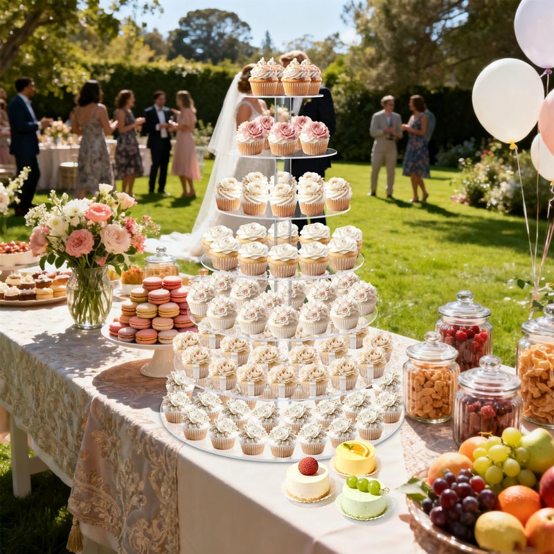 weddingwish Large 7 Tier Cupcake Stand for 100 Cupcakes, Clear Round Cupcake Stands, Acrylic Wedding Cupcake Tower Stand, Cupcake Display Stand for Dessert Table, Cupcake Tier Stands for Birthday Party - Image 2