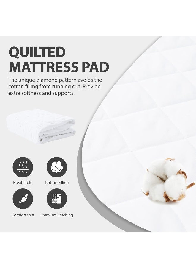 Ruili Cal King Size Quilted Fitted Mattress Pad, Waterproof Breathable Soft Mattress Protector, Deep Pocket Fitted Style Bed Cover, Vinyl-Free - Image 4