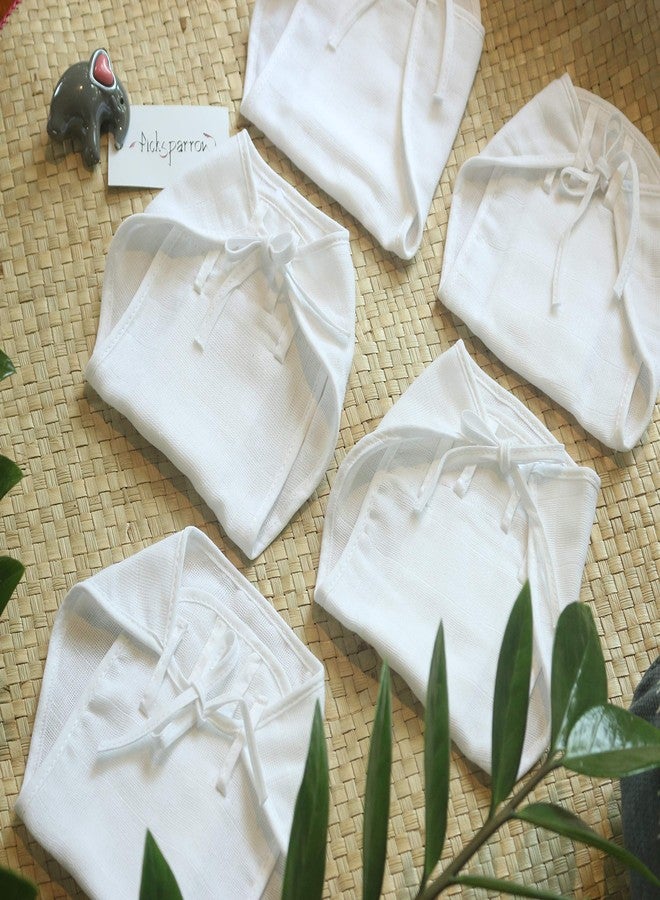 PICKSPARROW Pure Cotton Newborn Baby Clothes/Muslin Nappy/Langot (Pack of 6, Solid White) - Image 2