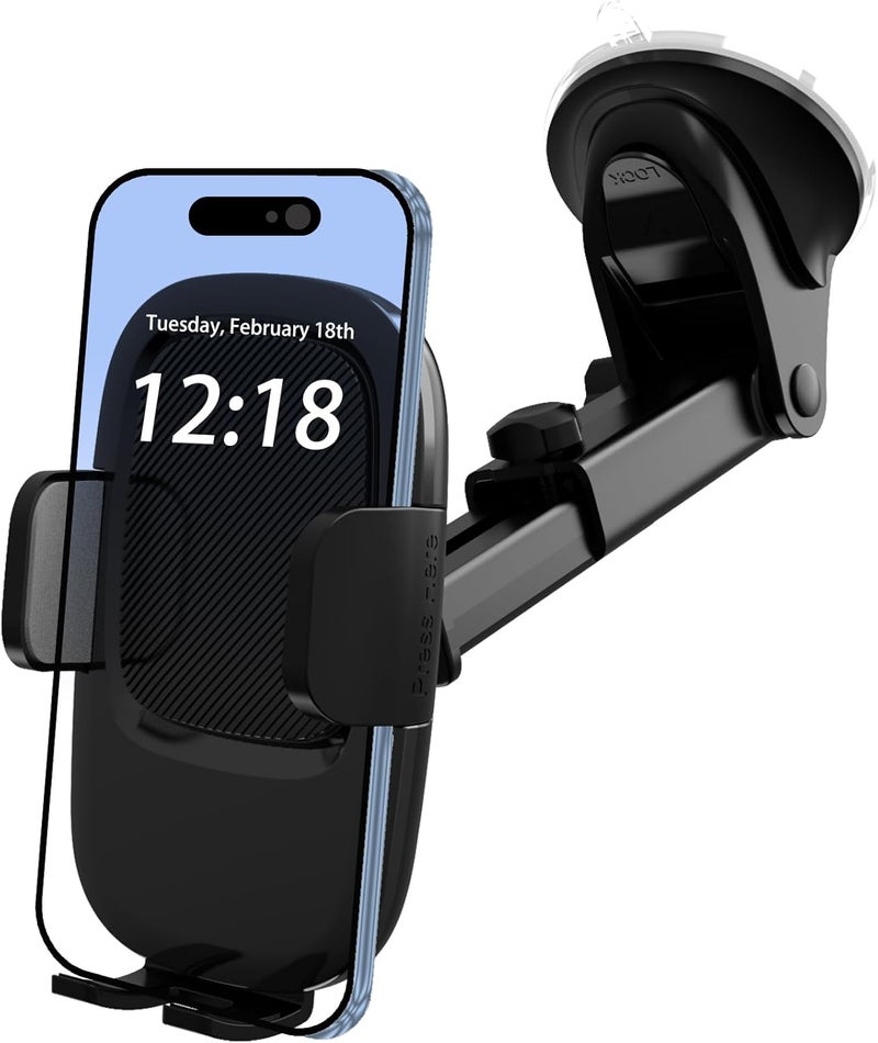 VELIGOOD Car Phone Holder with Adjustable Strong Suction Cup - 360° Rotation Mount for 4.0-7.0 Inch Smartphones - Image 1