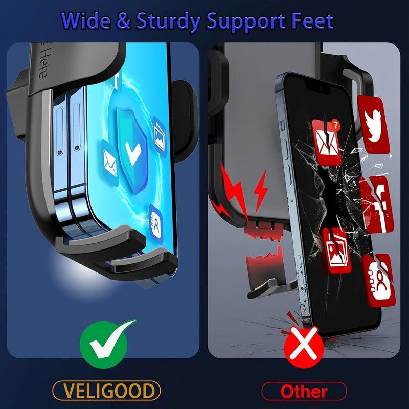 VELIGOOD Car Phone Holder with Adjustable Strong Suction Cup - 360° Rotation Mount for 4.0-7.0 Inch Smartphones - Image 3