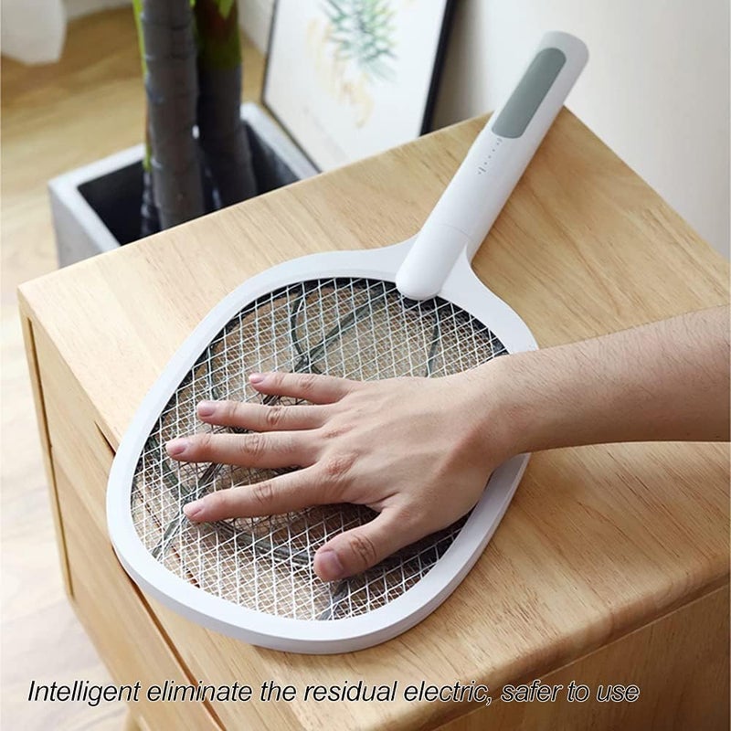 Electric Mosquito Swatter with Wheels, Fruit Fly Killer, 2 in 1 USB Rechargeable Pest Control Mosquito Swatter with LED Light Lamp and 3-Layer Safety Net Safe to Touch - Image 1