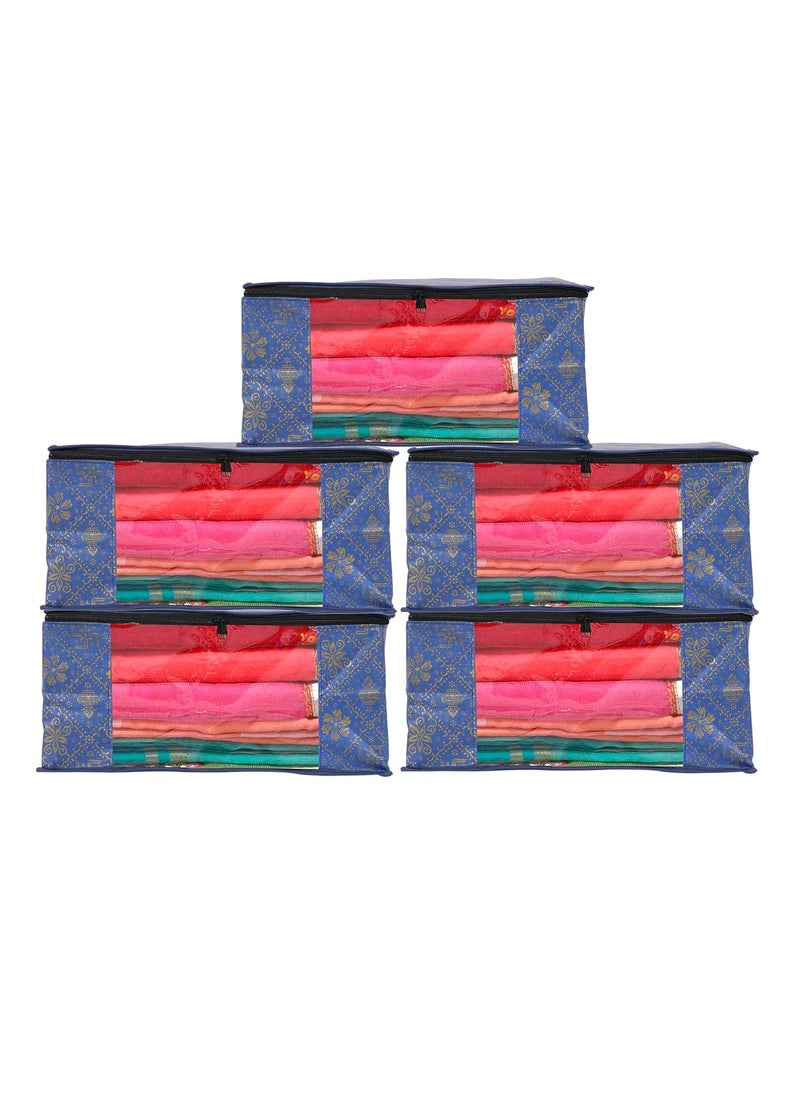 Perpetual Perpetual Saree Organizer For Wardrobe Large Size Foldable Saree Covers With Zip Multipurpose Storage Bag For Suit Lehanga Dress Packing With Transparent Window Pack of 3 Pcs m  - Image 5