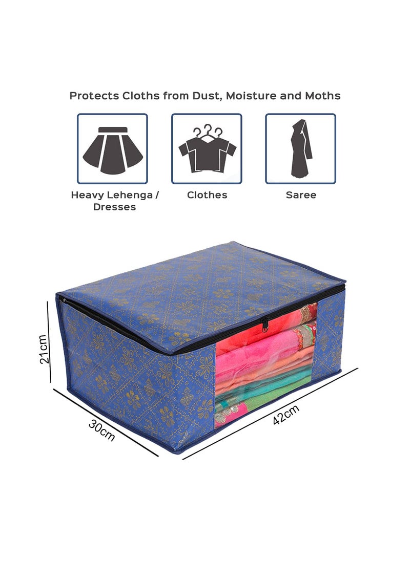 Perpetual Perpetual Saree Organizer For Wardrobe Large Size Foldable Saree Covers With Zip Multipurpose Storage Bag For Suit Lehanga Dress Packing With Transparent Window Pack of 3 Pcs m  - Image 2