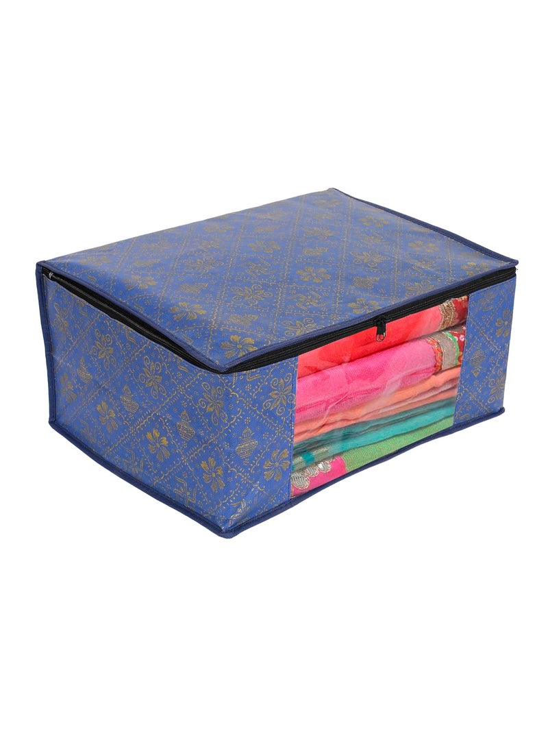 Perpetual Perpetual Saree Organizer For Wardrobe Large Size Foldable Saree Covers With Zip Multipurpose Storage Bag For Suit Lehanga Dress Packing With Transparent Window Pack of 3 Pcs m  - Image 3