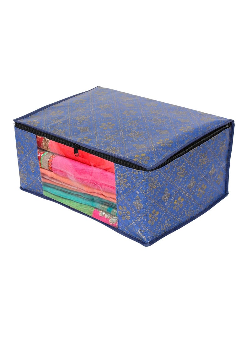 Perpetual Perpetual Saree Organizer For Wardrobe Large Size Foldable Saree Covers With Zip Multipurpose Storage Bag For Suit Lehanga Dress Packing With Transparent Window Pack of 3 Pcs m  - Image 4