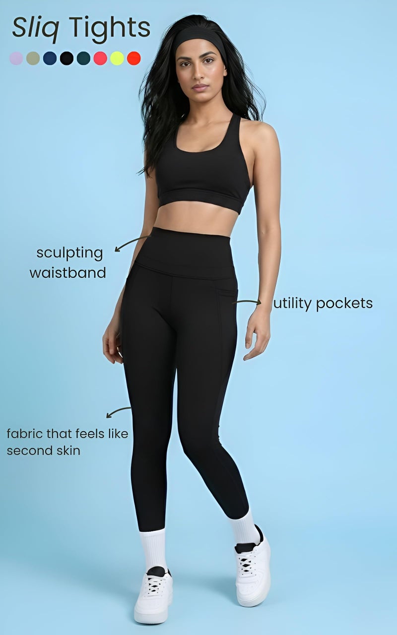Rock Paper Scissors Premium High Waist Stretchable Gym Tights Leggings with Pockets Gym Wear/Active Wear Tights Yoga Pants Womens Workout Tights Gym Tights Black X-Large - Image 5