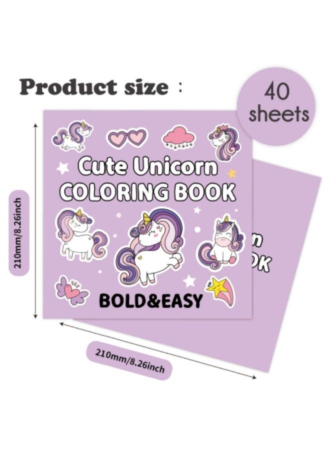 Cute Unicorn Coloring Book 40 Sheets Cartoon Doodle Coloring Book - Image 4
