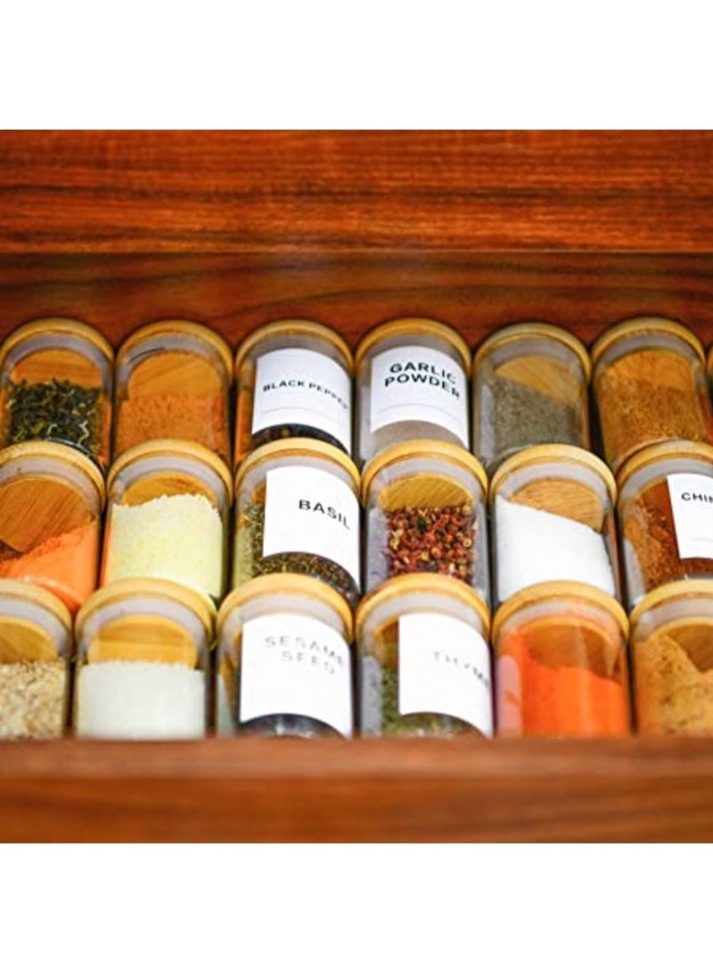 QUESERA 20 Pcs Glass Spice Jars with Spice Labels 4oz Empty Square Spice Bottles Shaker Lids and Airtight Metal Caps  - Image 3