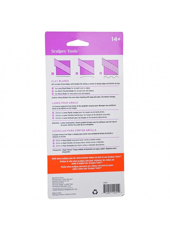 Polyform Sculpey Tools Clay Blades, 3 blades included - flexible, wavy and rigid blade, polymer oven-bake clay tool, great for all skill levels and craft projects - Image 2