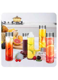 SKYLINK 6Pack 16oz Glass Juice Bottles with Silver Lids – 500ml Reusable Drink Bottles for Water, Smoothies, Beverages – Includes Cleaning Brush & Labels  - Image 3
