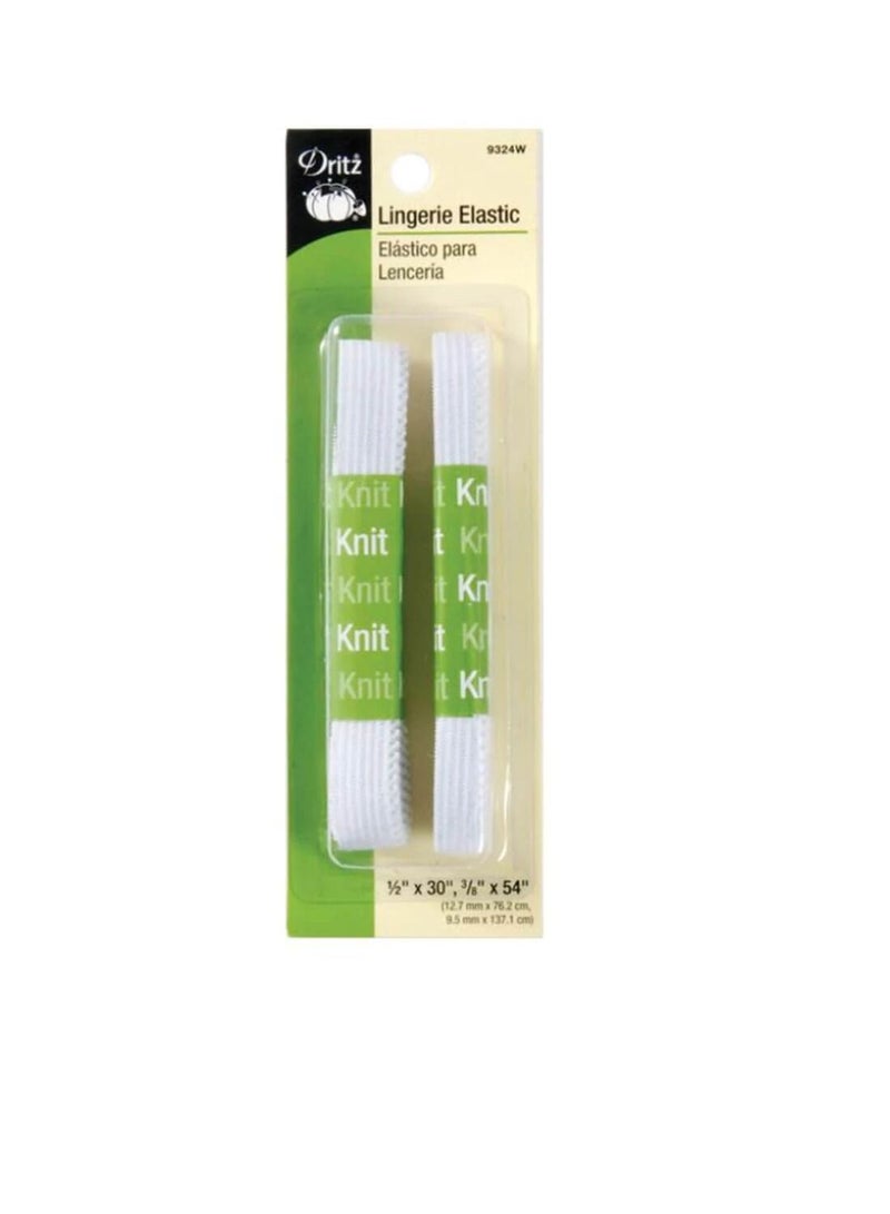 Lingerie Elastic 1/2in x 30in & 3/8in x 54in White - Image 2