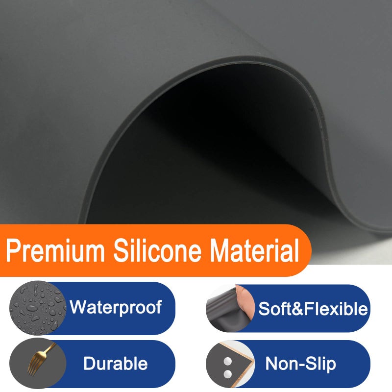 Ultibe 47.3''x23.6''(120cmx60cm) Extra Large Silicone Mat for Kitchen Counter, Heat Resistant Countertop Protector, Non-Slip Waterproof Kitchen Island Mat, Easy to Clean, Dark Gray - Image 4