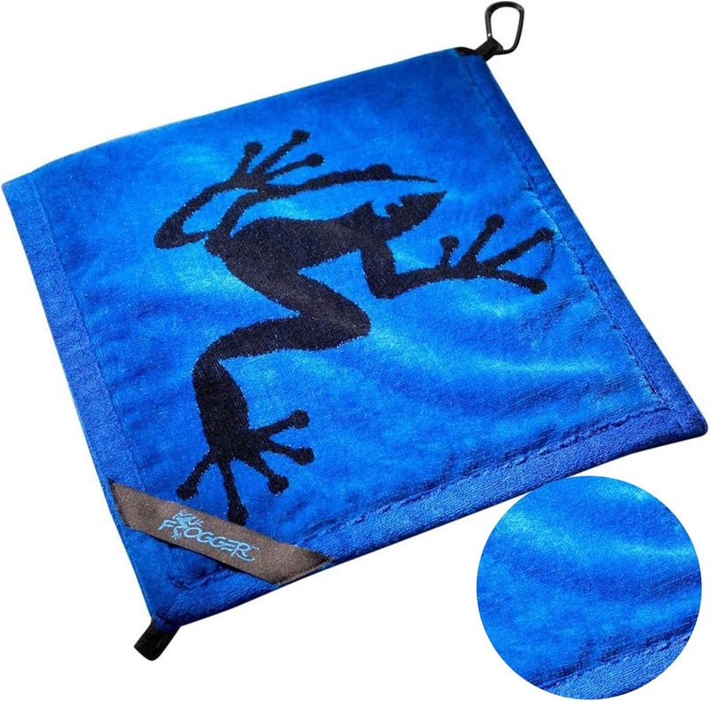 Frogger Amphibian 2-in-1 Golf Towel with Wet and Dry Technology, Blue/Black, Premium Golf Bag Accessory with Carabiner Clip, Ultra Absorbent, for Golf Dads - Image 1