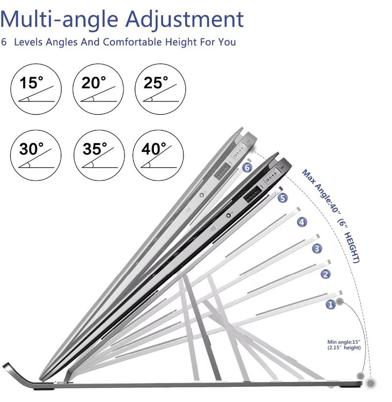 نينغبو حامل ألومنيوم مريح قابل للتعديل بـ 7 مستويات - قاعدة عالمية قابلة للطي للابتوب والتابلت - Image 3
