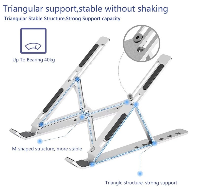 نينغبو حامل ألومنيوم مريح قابل للتعديل بـ 7 مستويات - قاعدة عالمية قابلة للطي للابتوب والتابلت - Image 5