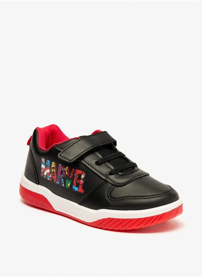 ديزني Boys Avengers Print Sneakers with Hook and Loop Closure