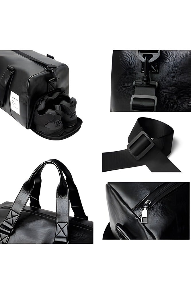 Warme PU Sports Gym Bag with Shoes Compartment for sports bag Duffle Bag Business Bag Workout Travel Bag Duffle Bag for Travelling handbag for men and women - Image 4