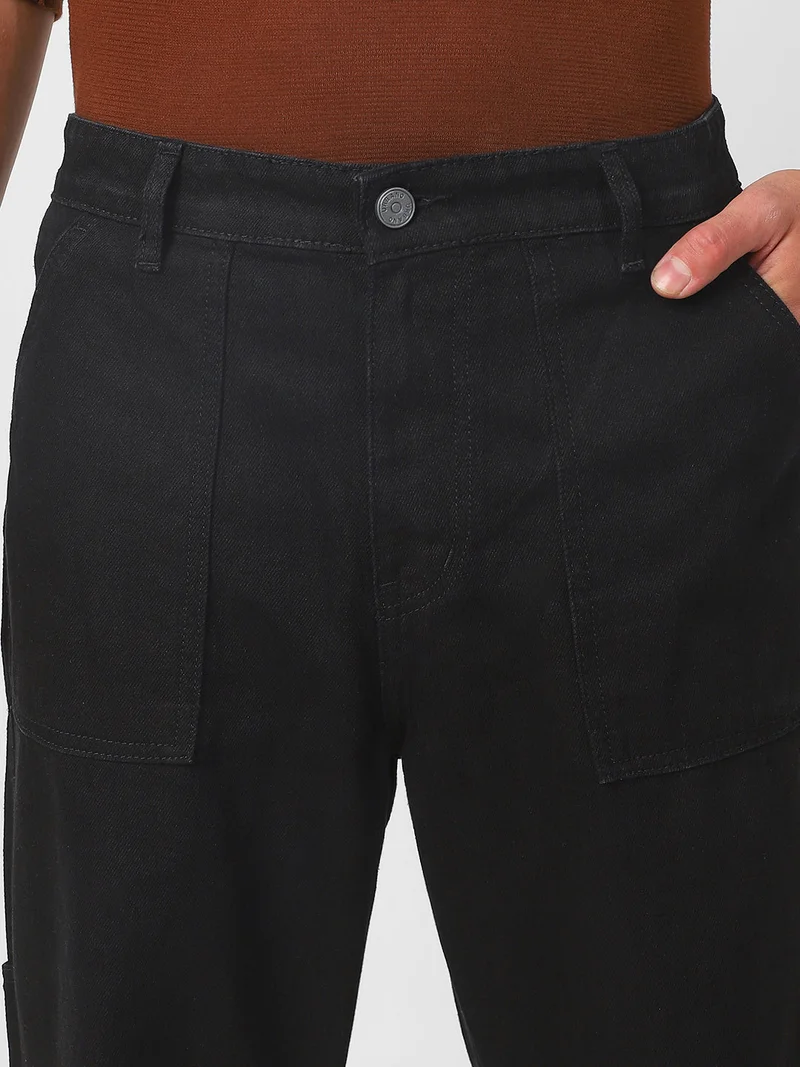 Urbano Fashion  Urbano Fashion Men's Black Loose Fit Cargo Carpenter Jeans With 6 Pockets Non-Stretchable for Men | Best Price UAE