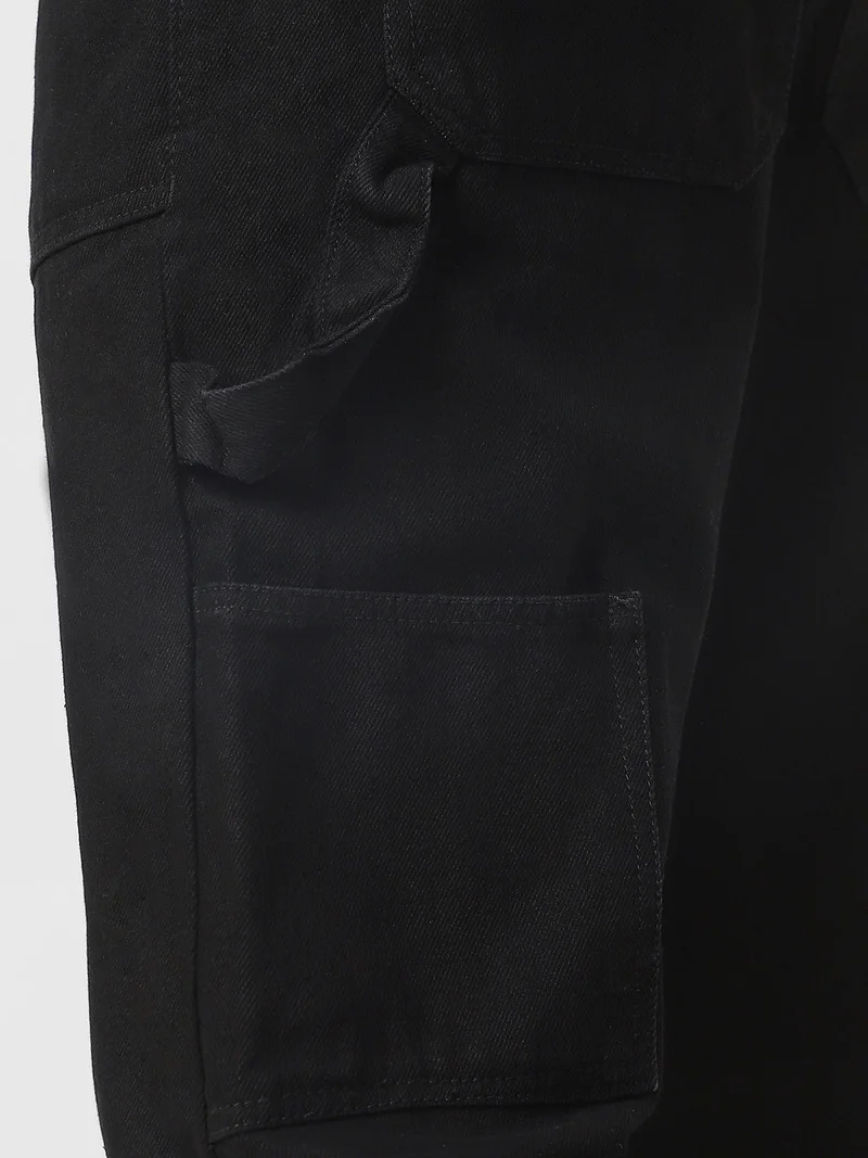 Urbano Fashion  Urbano Fashion Men's Black Loose Fit Cargo Carpenter Jeans With 6 Pockets Non-Stretchable for Men | Best Price UAE